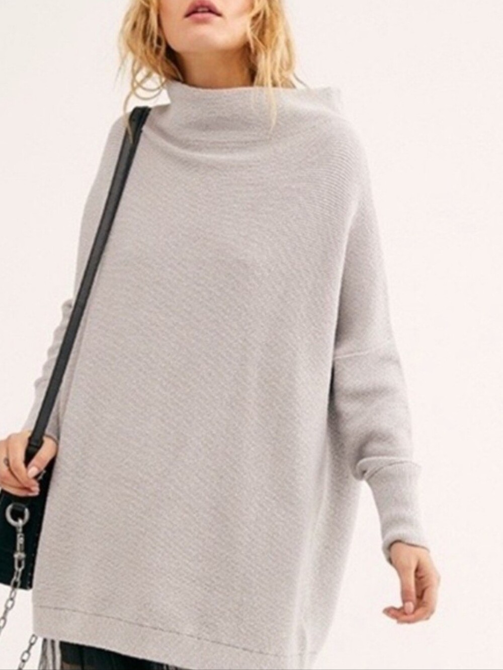 Free People Iced Gray Oversized Funnel Neck Ottoman Sweater - Women Sz Xs
